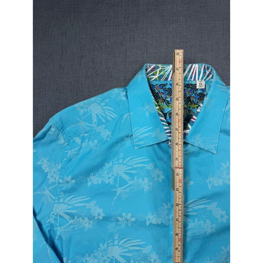 Robert Graham Mens XL Classic Fit Blue Floral Long Sleeve Button Down Shirt